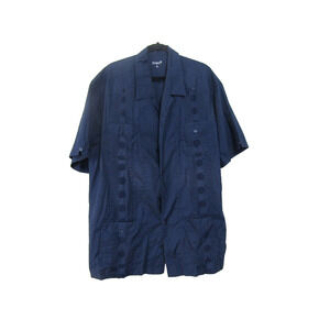 KS Island Navy Blue Embroidered Button Collar Shirt Mens size 3XLBIG Cotton